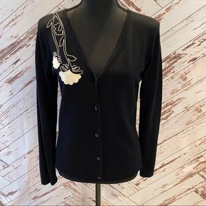 Wendy B. Embroidered Black Cardigan